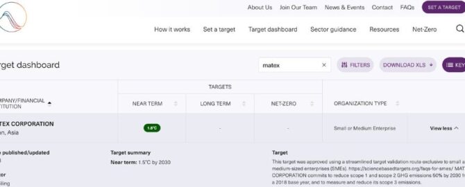 マテックス株式会社　SBT認定取得支援